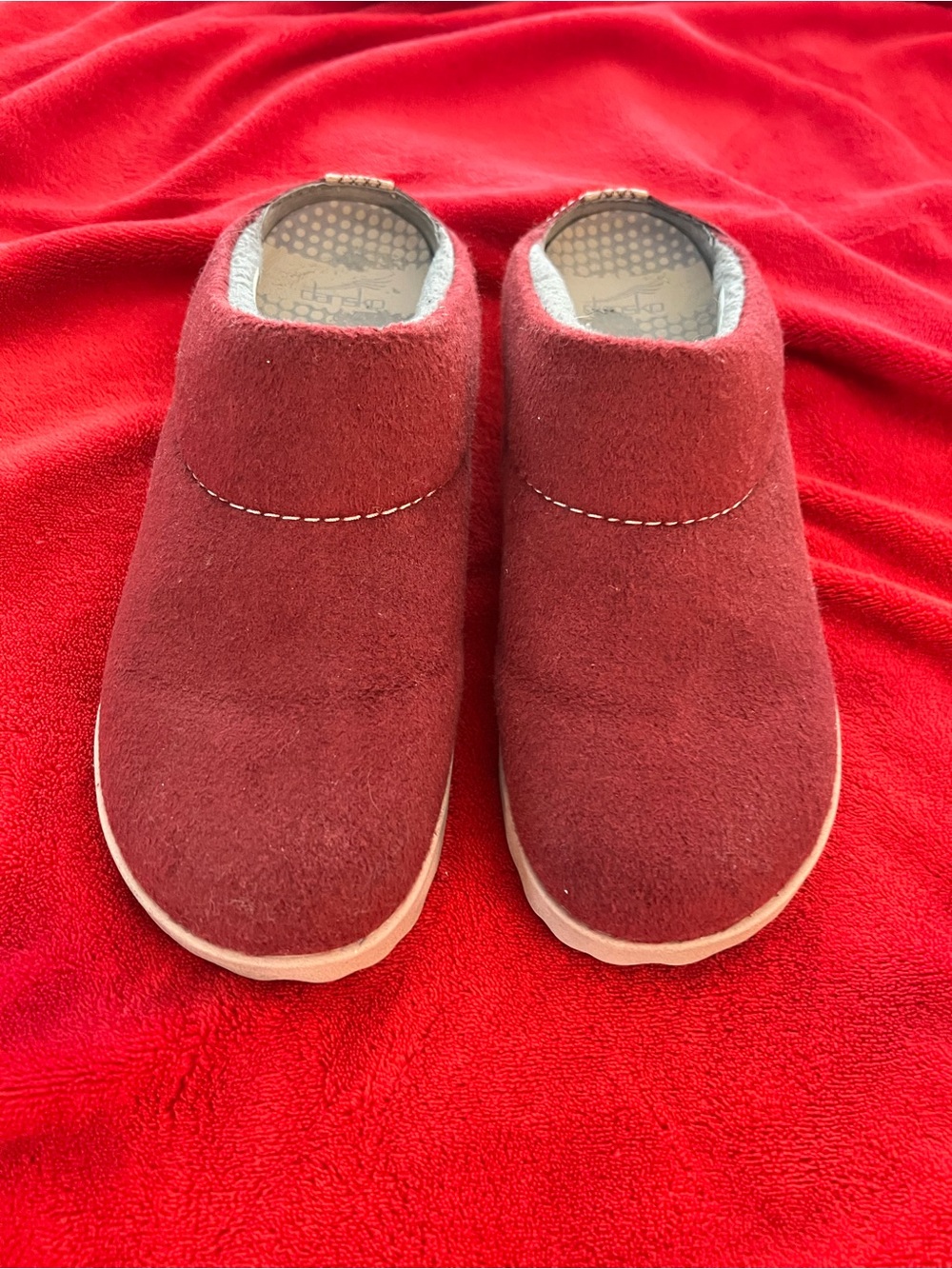 Dansko Women's Burgundy Suede Slip-On Clogs